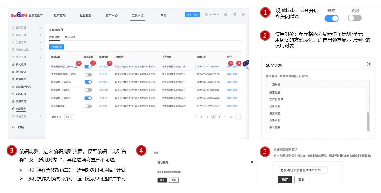 百度信息流投放后臺更新自動化工具——自動規則