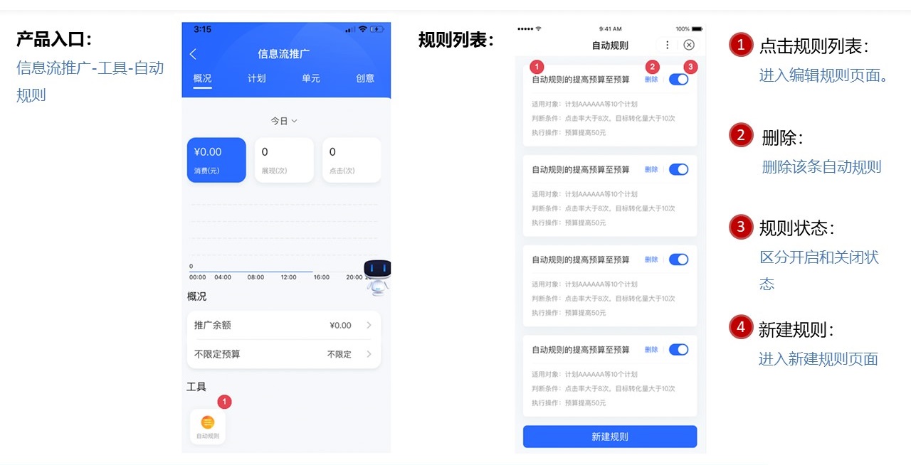 百度信息流投放后臺更新自動化工具——自動規則