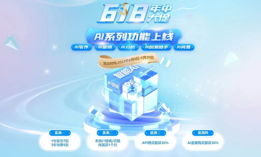 5118大數據AI工具盛夏狂歡，618年中大促火爆開啟!
