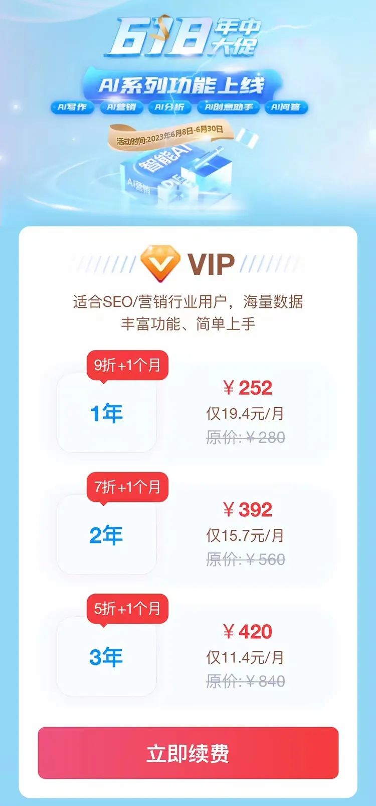 5118大數據AI工具盛夏狂歡，618年中大促火爆開啟!
